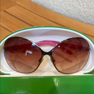 Kate Spade Evelyn Pink and Gold Oversized Sunglasses